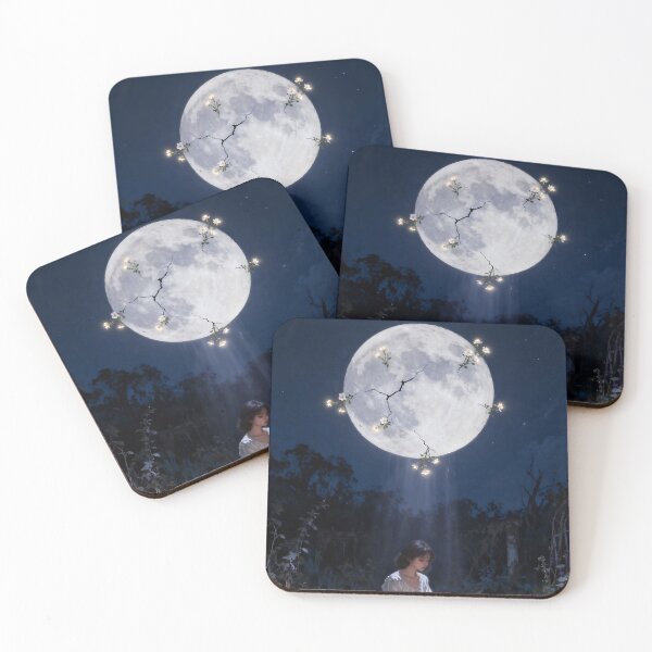 Item preview, Cracked Moon Floral Surreal Art – Woman, Moon & Healing Fine Art designed and sold by stylishdzign.