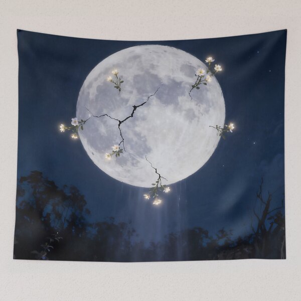 Item preview, Cracked Moon Floral Surreal Art – Woman, Moon & Healing Fine Art designed and sold by stylishdzign.