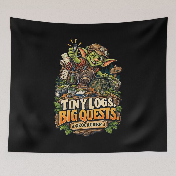Item preview, Tiny Logs Big Quests - Funny Geocaching Geocacher designed and sold by MOTIFOLK.