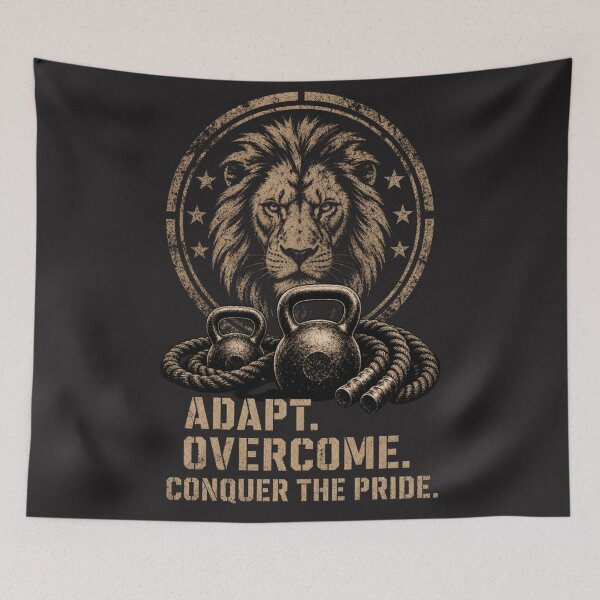 Item preview, Adapt Overcome Conquer The Pride Functional Fitness Lion Design designed and sold by Bennie Singh.