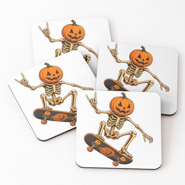 Item preview, Skeleton Pumpkin Skateboarding Halloween Art designed and sold by SoyLamderma.
