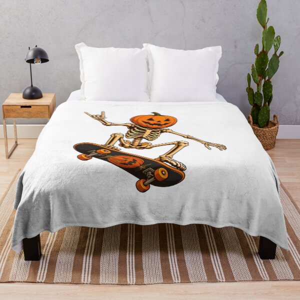 Item preview, Skeleton Pumpkin Skateboarding Halloween Art designed and sold by SoyLamderma.