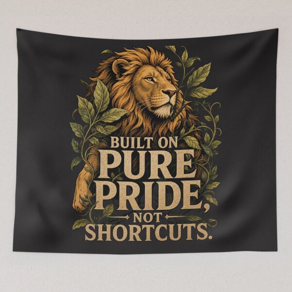 Item preview, Built On Pure Pride Not Shortcuts Fitness Lion Art designed and sold by Bennie Singh.