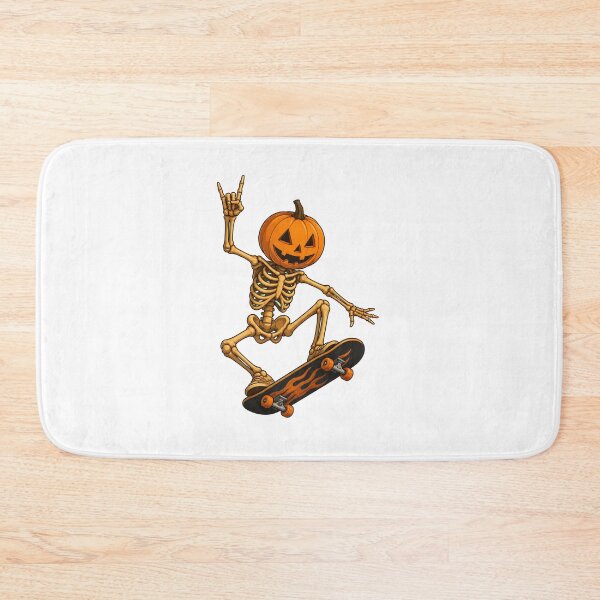 Item preview, Skeleton Pumpkin Skateboarding Halloween Illustration designed and sold by SoyLamderma.