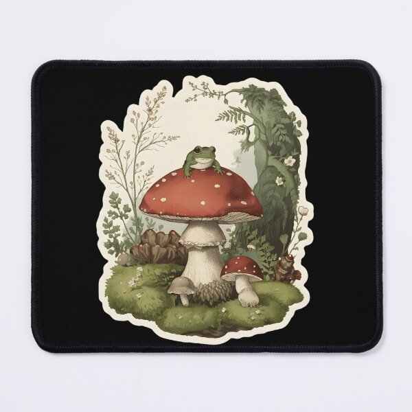 Item preview, Dark Cottagecore Frog on Mushroom Vintage Botanical Sticker designed and sold by Youram.