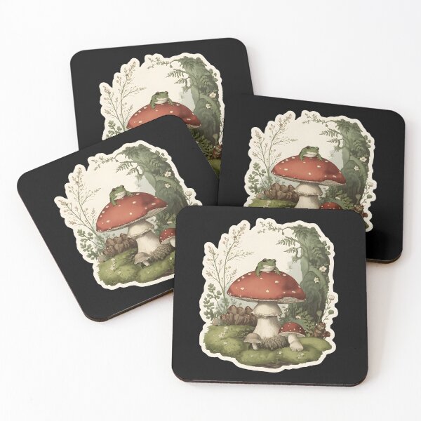 Item preview, Dark Cottagecore Frog on Mushroom Vintage Botanical Sticker designed and sold by Youram.
