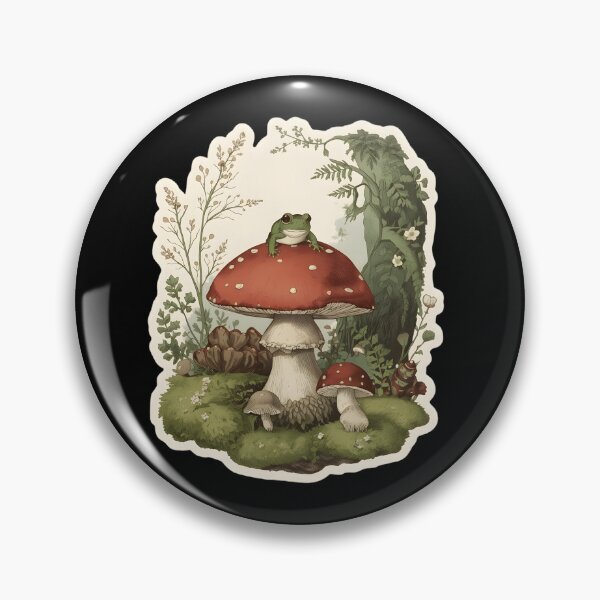 Item preview, Dark Cottagecore Frog on Mushroom Vintage Botanical Sticker designed and sold by Youram.