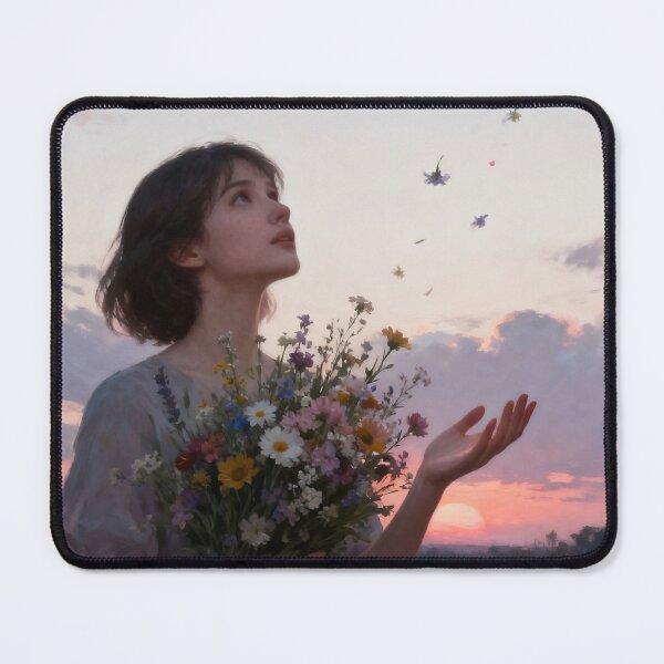Item preview, Letting Go Wildflower Art – Woman, Flowers & Sunset Emotional Fine Art designed and sold by stylishdzign.