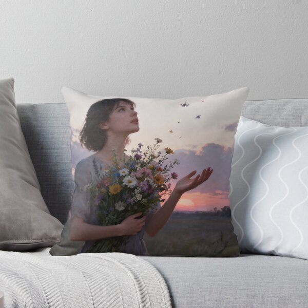 Item preview, Letting Go Wildflower Art – Woman, Flowers & Sunset Emotional Fine Art designed and sold by stylishdzign.