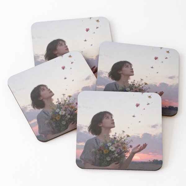 Item preview, Letting Go Wildflower Art – Woman, Flowers & Sunset Emotional Fine Art designed and sold by stylishdzign.