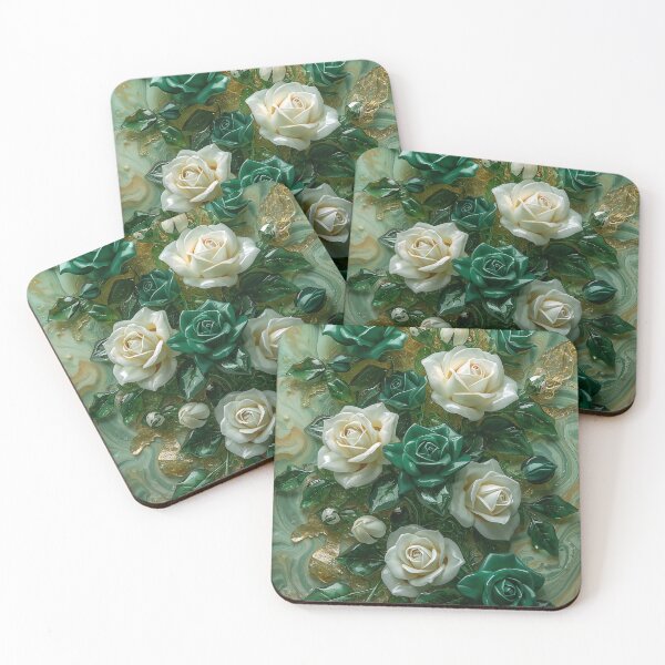 Item preview, Elegant 3D Sculpted green Glass Roses - Glossy Floral Art designed and sold by Alaa-love-art.