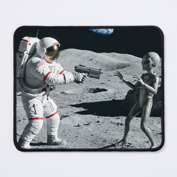 Item preview, NASA astronaut pulling gun on alien designed and sold by WiseBow.