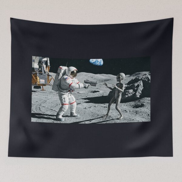 Item preview, NASA astronaut pulling gun on alien designed and sold by WiseBow.