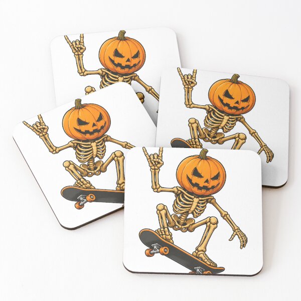 Item preview, Skeleton Pumpkin Skateboarding Halloween Art designed and sold by SoyLamderma.