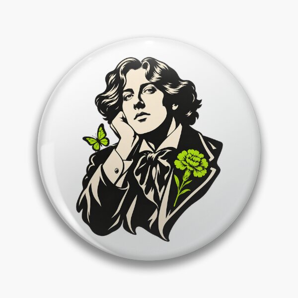 Item preview, Oscar Wilde High-Contrast Portrait in Electric Lime designed and sold by Fenay Designs.