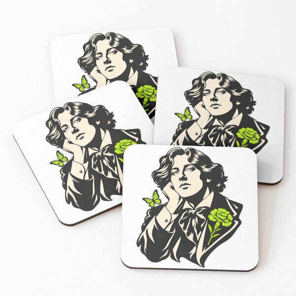 Item preview, Oscar Wilde High-Contrast Portrait in Electric Lime designed and sold by Fenay Designs.