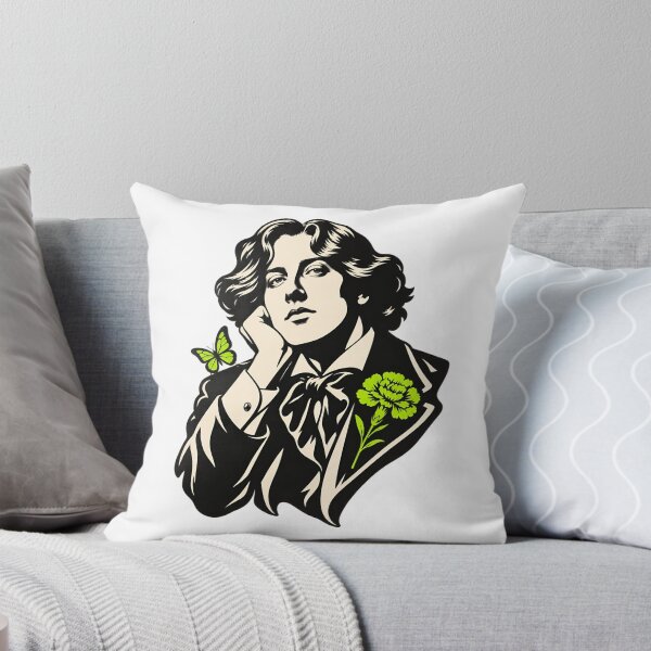 Item preview, Oscar Wilde High-Contrast Portrait in Electric Lime designed and sold by Fenay Designs.