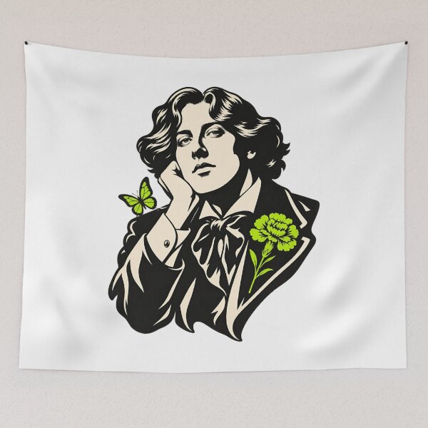 Item preview, Oscar Wilde High-Contrast Portrait in Electric Lime designed and sold by Fenay Designs.