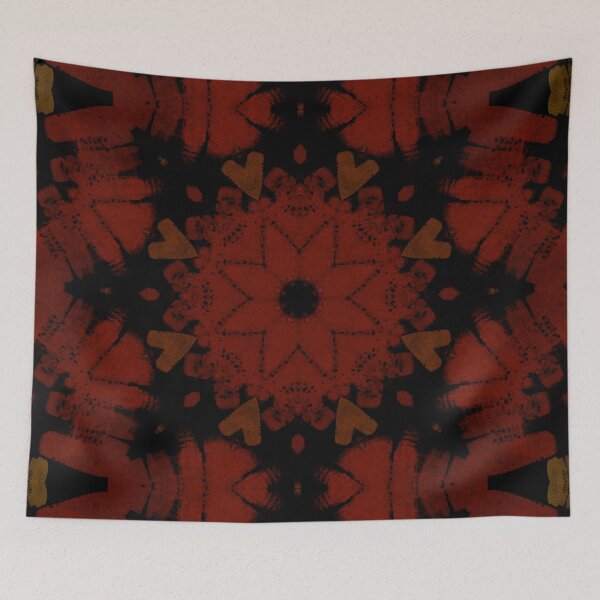 Item preview, Red Flowers and Hearts Retro Pattern designed and sold by SuzanaTArt.