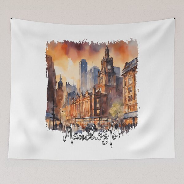 Aperçu de l'œuvre Aquarelle de Manchester, Manchester, Angleterre créée et vendue par Dressyourflag.