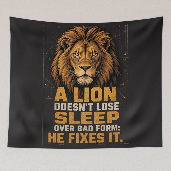 Item preview, A Lion Doesn't Lose Sleep Over Bad Form Fitness Quote Art designed and sold by Bennie Singh.