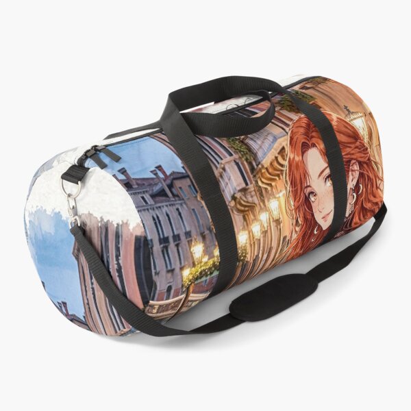 Item preview, Italy Venice Grand Canal with a Beautiful Redhead Traveler in an Elegant Burgundy Dress, Romantic Gondolas and Magical Evening Cityscape designed and sold by DibujandoPorfa.
