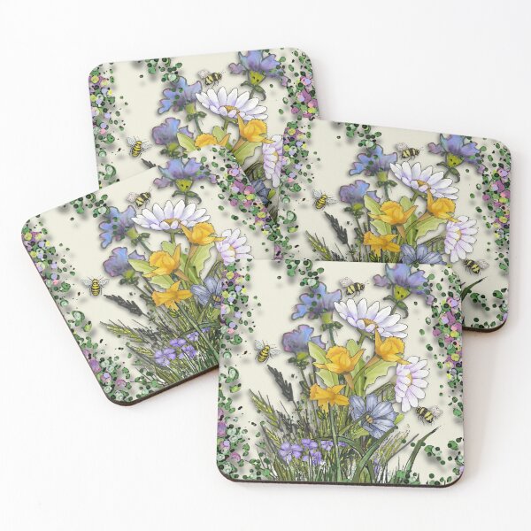 Item preview, Wildflowers Illustration, Riot of Flowers and Foliage, Bees designed and sold by JoyfulWhimsy.