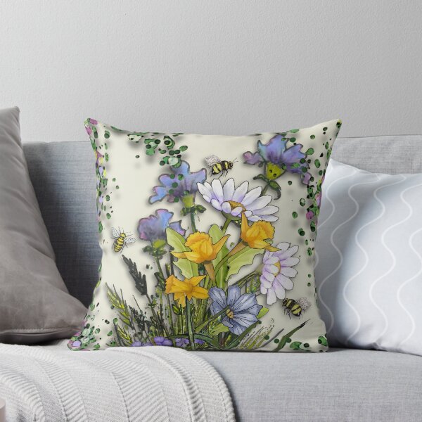 Item preview, Wildflowers Illustration, Riot of Flowers and Foliage, Bees designed and sold by JoyfulWhimsy.