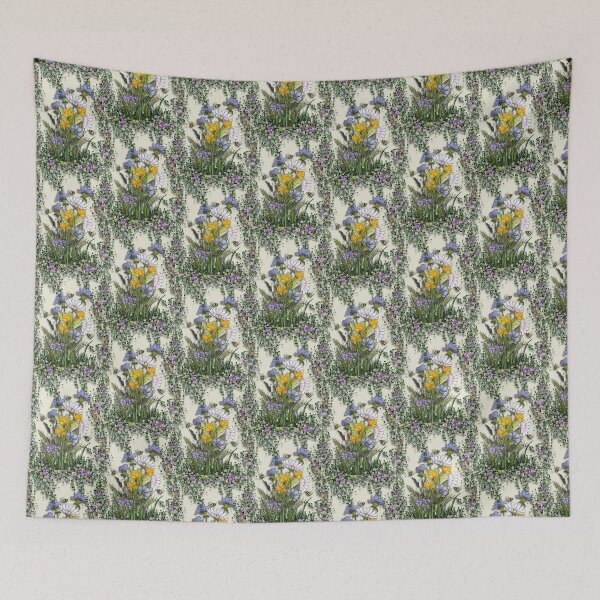Item preview, Wildflowers Illustration, Riot of Flowers and Foliage, Bees designed and sold by JoyfulWhimsy.