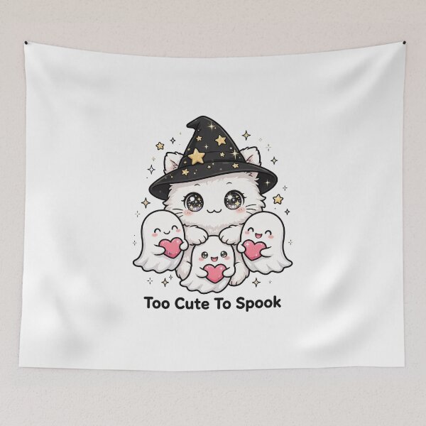 Item preview, Cute Halloween Cat Ghosts Hearts - Too Cute To Spook designed and sold by     Fatma Creates.