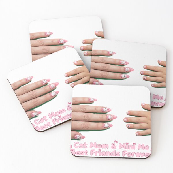 Item preview, Cat Mom and Mini Me Pink Bow Nails designed and sold by HoMya.