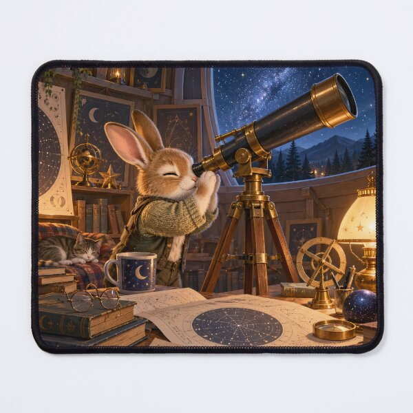 Item preview, Rabbit astronomer with telescope designed and sold by ArcaneVisionArt.