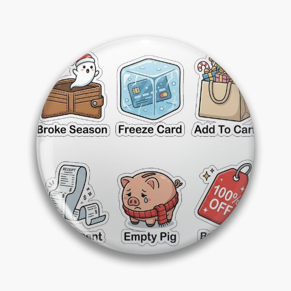 Item preview, Winter Shopping & Budget Funny Sticker Pack - Holiday Spending Puns Bundle designed and sold by SimpleP.