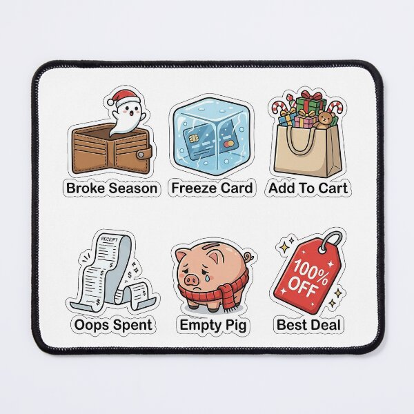 Item preview, Winter Shopping & Budget Funny Sticker Pack - Holiday Spending Puns Bundle designed and sold by SimpleP.
