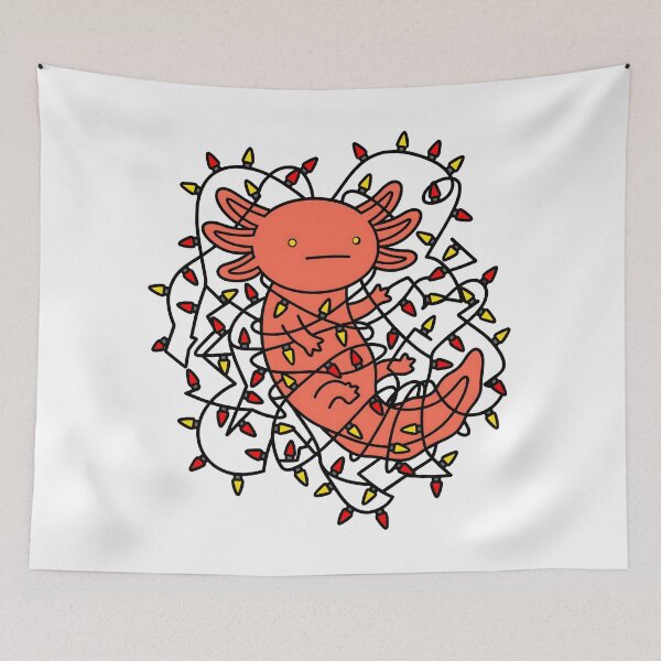 Item preview, Cute Funny Axolotl Entangled in Christmas Lights Minimalist designed and sold by bard-art.