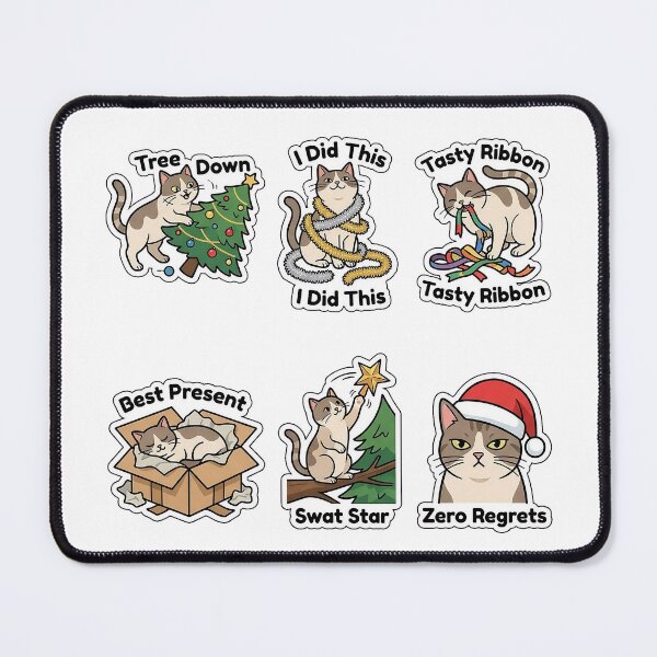 Item preview, Funny Cat Christmas Tree Destruction Sticker Pack - Naughty Cat Puns designed and sold by SimpleP.