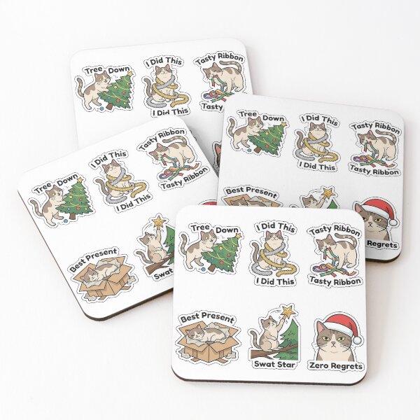 Item preview, Funny Cat Christmas Tree Destruction Sticker Pack - Naughty Cat Puns designed and sold by SimpleP.
