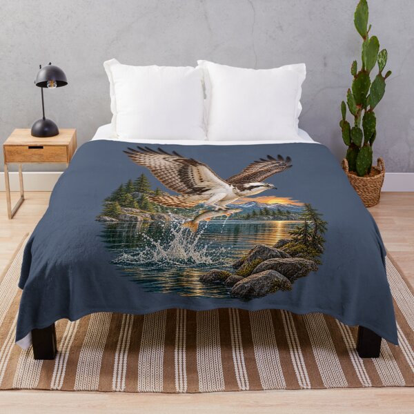 Item preview, Osprey Fishing Mountain Lake Sunset designed and sold by BROHLine Studio.