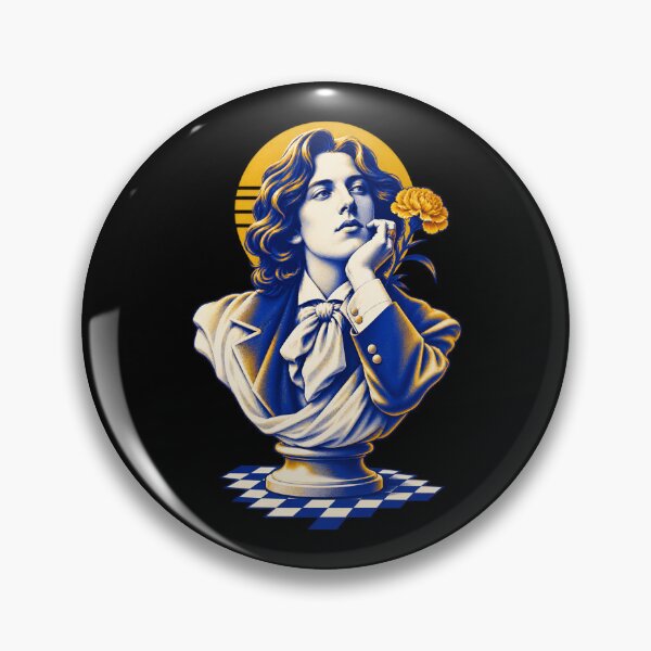 Item preview, Oscar Wilde Cobalt Bust with Golden Carnation designed and sold by Fenay Designs.