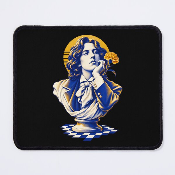 Item preview, Oscar Wilde Cobalt Bust with Golden Carnation designed and sold by Fenay Designs.