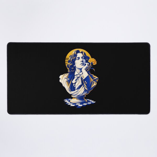 Item preview, Oscar Wilde Cobalt Bust with Golden Carnation designed and sold by Fenay Designs.