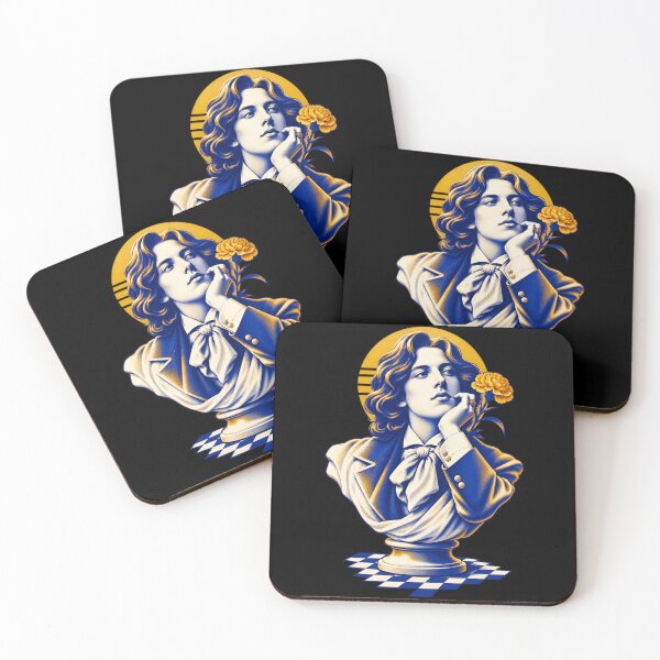 Item preview, Oscar Wilde Cobalt Bust with Golden Carnation designed and sold by Fenay Designs.