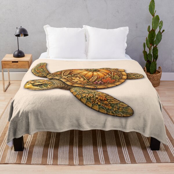 Item preview, Autumn Pumpkin Turtle | Fall Pumpkin Sea Turtle Art | Ocean Autumn Collection designed and sold by Zaru Art Studio.