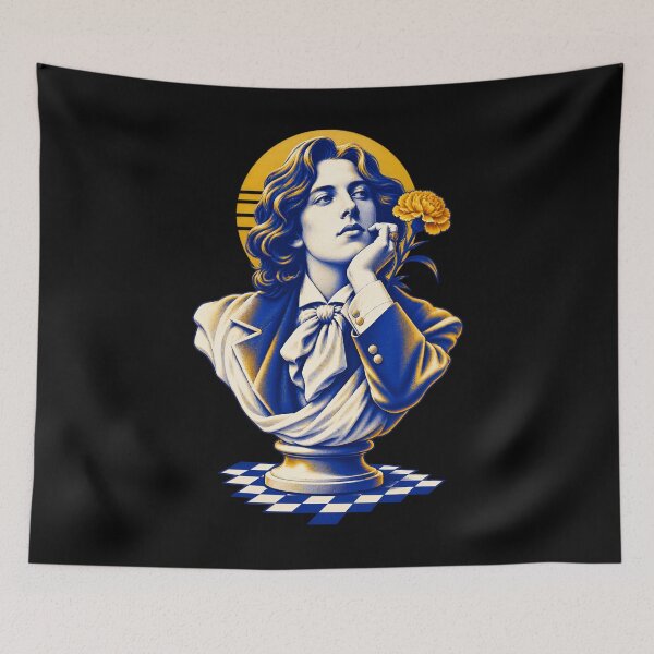 Item preview, Oscar Wilde Cobalt Bust with Golden Carnation designed and sold by Fenay Designs.