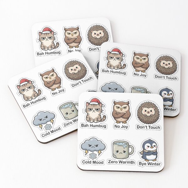 Item preview, Grumpy Winter Mood Sticker Pack - Funny Anti-Social Holiday Puns designed and sold by SimpleP.
