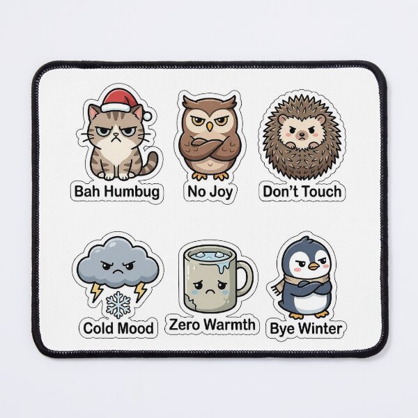 Item preview, Grumpy Winter Mood Sticker Pack - Funny Anti-Social Holiday Puns designed and sold by SimpleP.