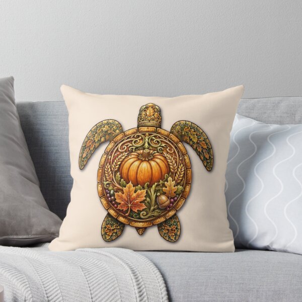 Item preview, Autumn Pumpkin Turtle | Fall Pumpkin & Sea Turtle Art | Ocean Autumn Collection designed and sold by Zaru Art Studio.