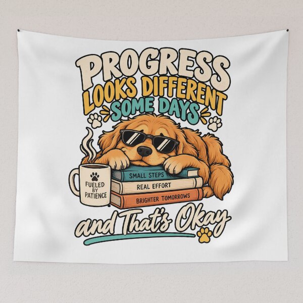 Item preview, Progress Looks Different Some Days Funny Dog Motivation Inspirational Design designed and sold by BDLuck2021.