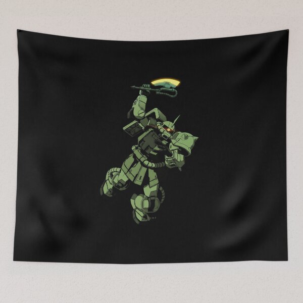 Item preview, gunpla poster MS-06 Zaku II gundam action pose digital art illustration designed and sold by sabartgunpla.