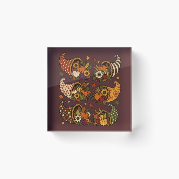 Item preview, Thanksgiving Cornucopia Polka Dot Patchwork Folk Art designed and sold by AmiGraph.